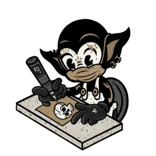 Alfie tattooing a synthetic skin